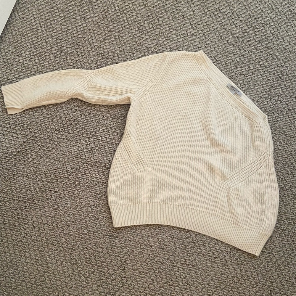 All Saints wool blend asymmetrical one shoulder cream sweater